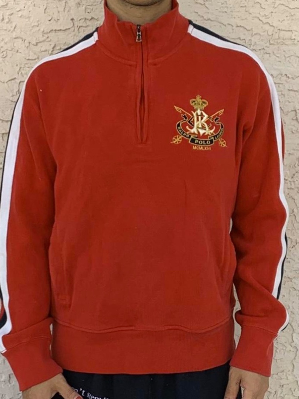 RALPH LAUREN CRESTED 3/4 ZIP VINTAGE PULLOVER